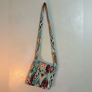 Vera Bradley Aqua Multi Ikat Quilted Crossbody